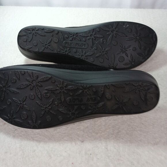 Fly Flot Made in Italy Black Wool Blend Slip-On House Slippers Size 40 Fleece - Picture 7 of 8
